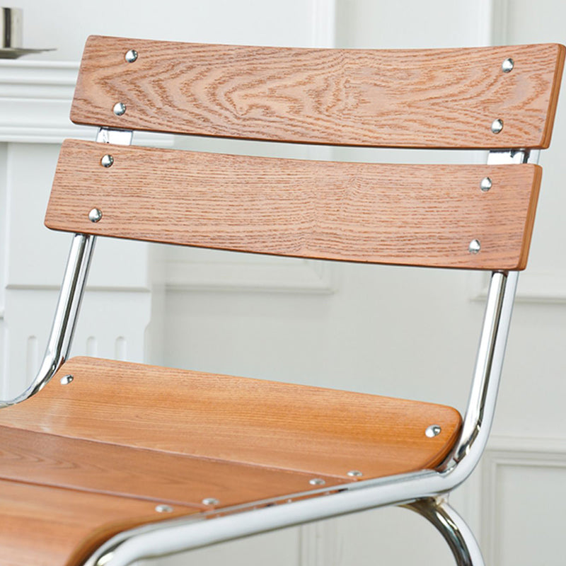 Modern Armless Backrest Counter Stool Iron Bar Stool with Wooden Seat and Pedal for Cafe