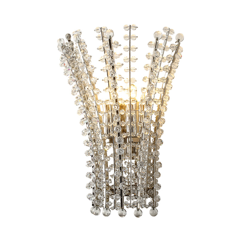 Silver Finish Bead Wall Mounted Light Modernism 3 Heads Crystal Wall Lamp Sconce for Bedside