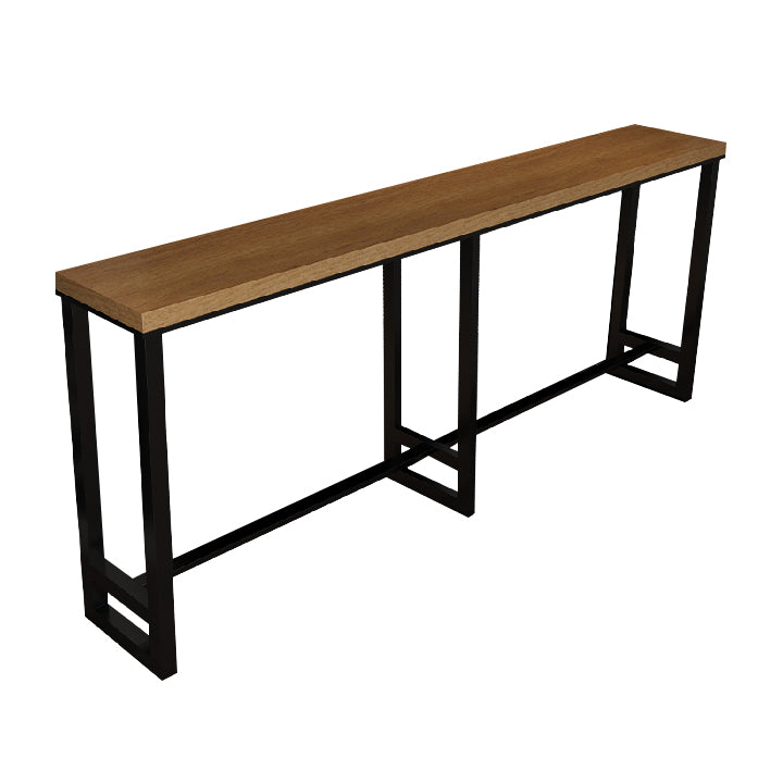 Industrial Bar Dining Table Rectangle Bar Solid Wood Table in Brown