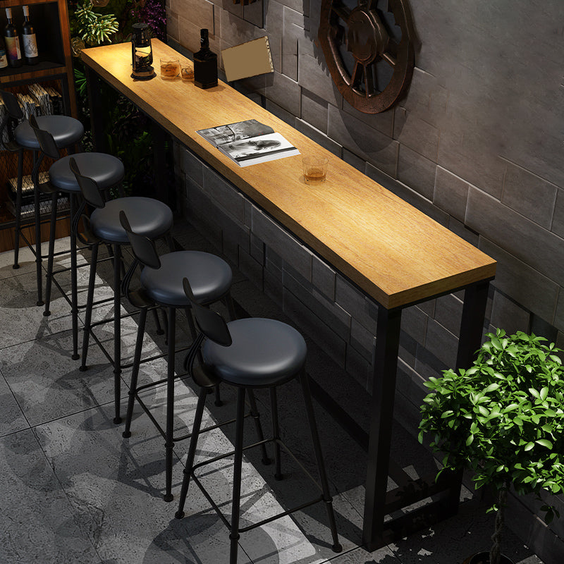 Industrial Bar Dining Table Rectangle Bar Solid Wood Table in Brown