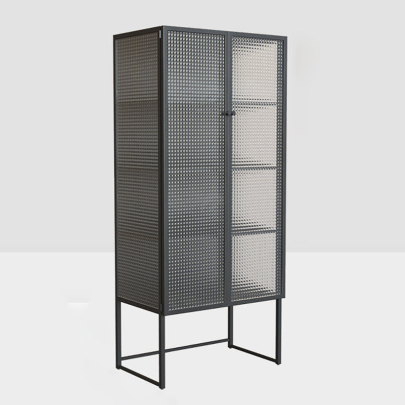 Contemporary Metal Curio Cabinet Glass Doors Buffet Cabinet for Dining Room