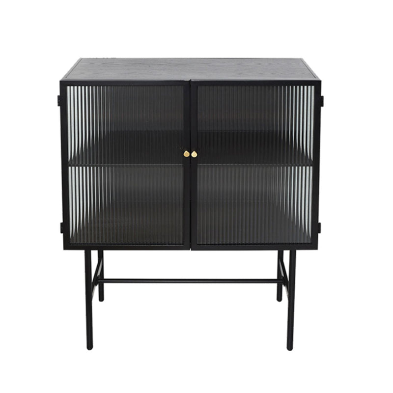 Contemporary Metal Curio Cabinet Glass Doors Buffet Cabinet for Dining Room