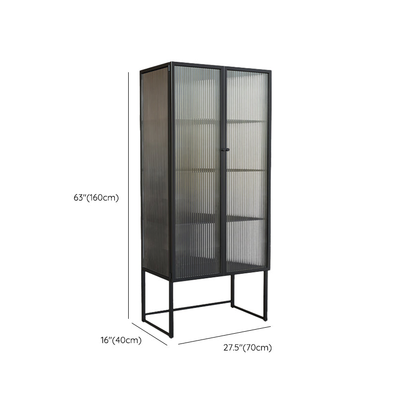Contemporary Metal Curio Cabinet Glass Doors Buffet Cabinet for Dining Room