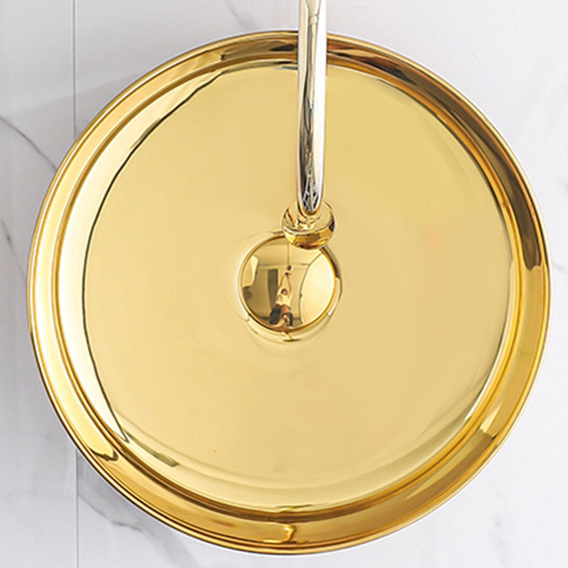 Modern Bathroom Sink with Pop-Up Drain Porcelain Round Vessel Bathroom Sink without Faucet
