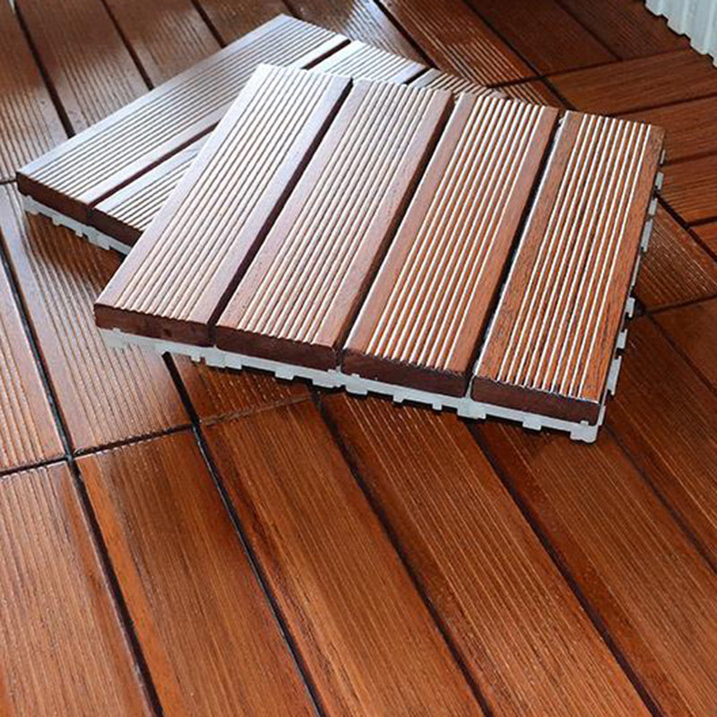 Modern Side Trim Piece Solid Wood Click-Locking Wood Tile Set for Patio Garden