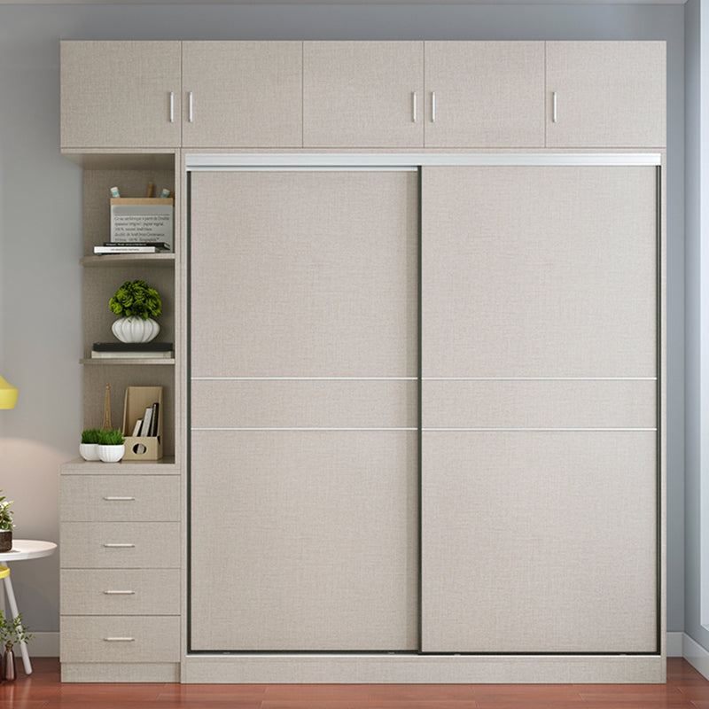 Modern Artificial Wood Wardrobe Freestanding Wardrobe with Sliding Doors for Living Room