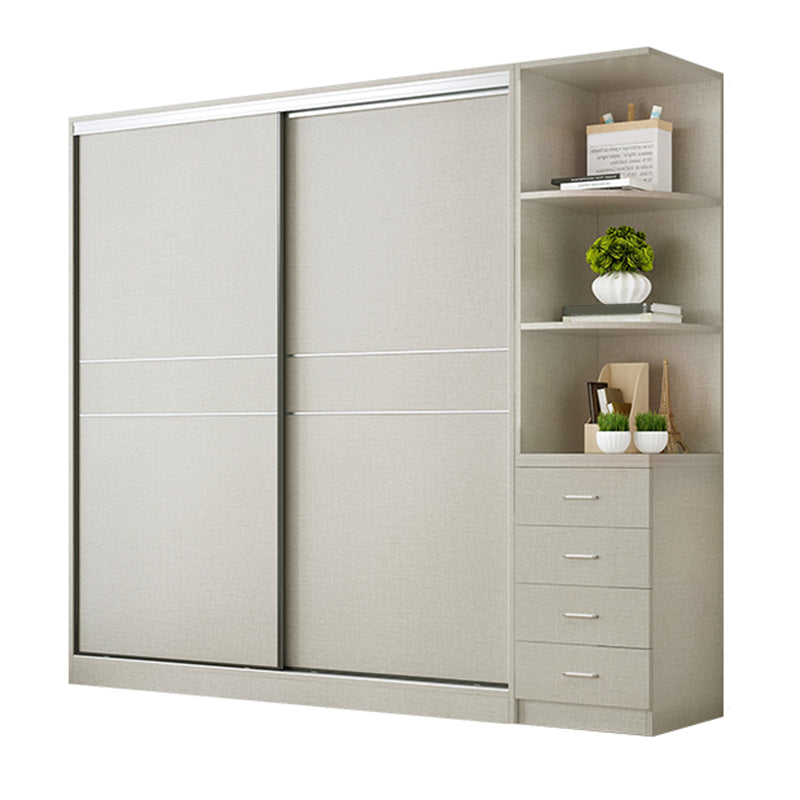Modern Artificial Wood Wardrobe Freestanding Wardrobe with Sliding Doors for Living Room