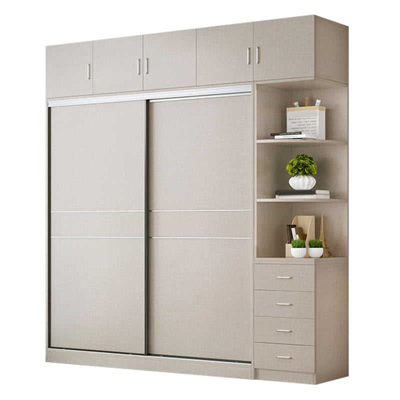 Modern Artificial Wood Wardrobe Freestanding Wardrobe with Sliding Doors for Living Room