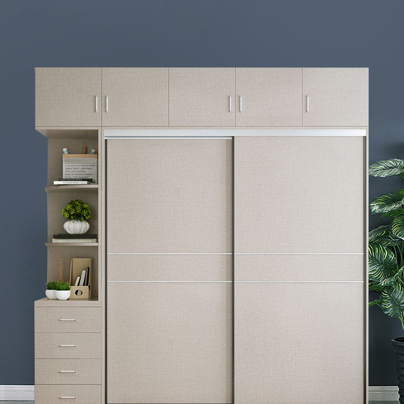 Modern Artificial Wood Wardrobe Freestanding Wardrobe with Sliding Doors for Living Room