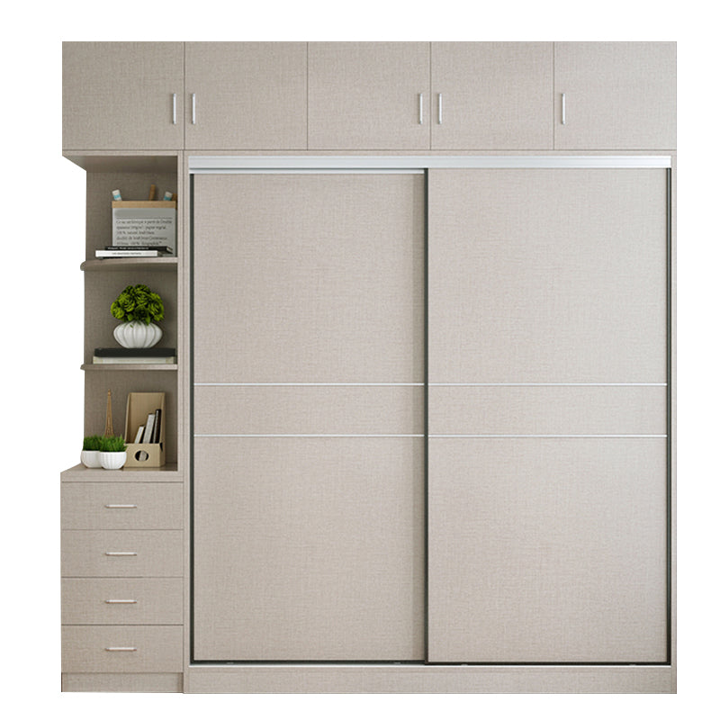 Modern Artificial Wood Wardrobe Freestanding Wardrobe with Sliding Doors for Living Room