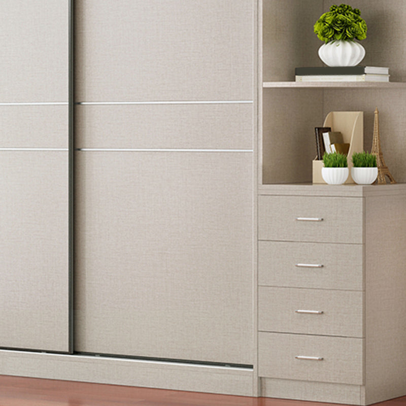 Modern Artificial Wood Wardrobe Freestanding Wardrobe with Sliding Doors for Living Room