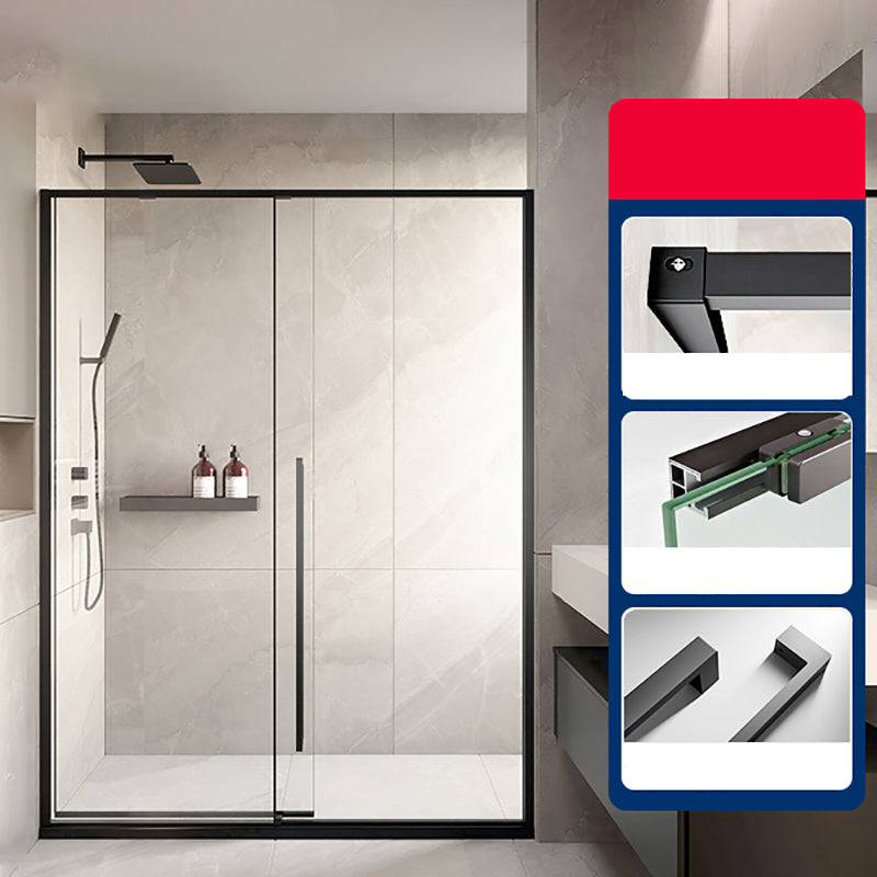 Silver Single Sliding Shower Bath Door Metal Semi-Frameless Shower Door
