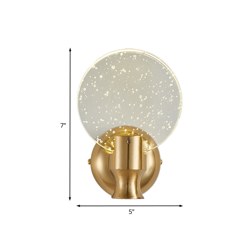 Cercoir de cercle moderne Murale Lumière Bulle Crystal Crystal LED CHAMBRE MUR MURD LAMPE EN GOLD, 5 "/ 6" de large