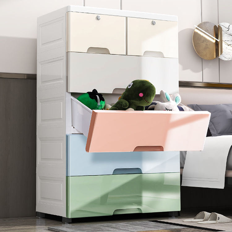 Plastic Scandinavian Kids Nightstand Chest Nursery Dresser with 5/6 Drawers