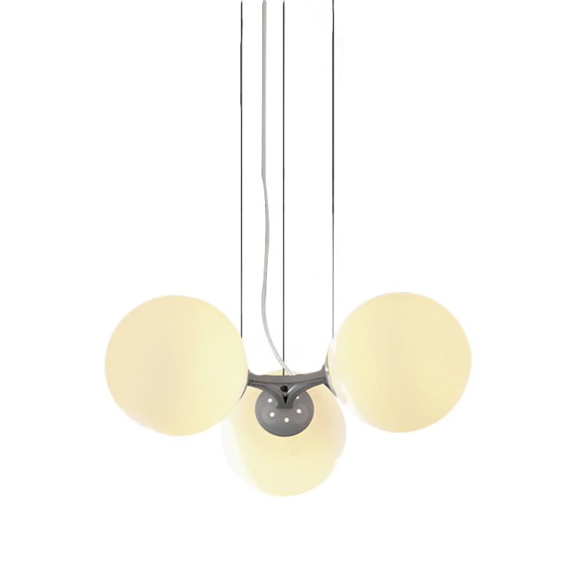 Milk White Glass Global Ceiling Chandelier Modernist 3-Head Suspended Pendant Light