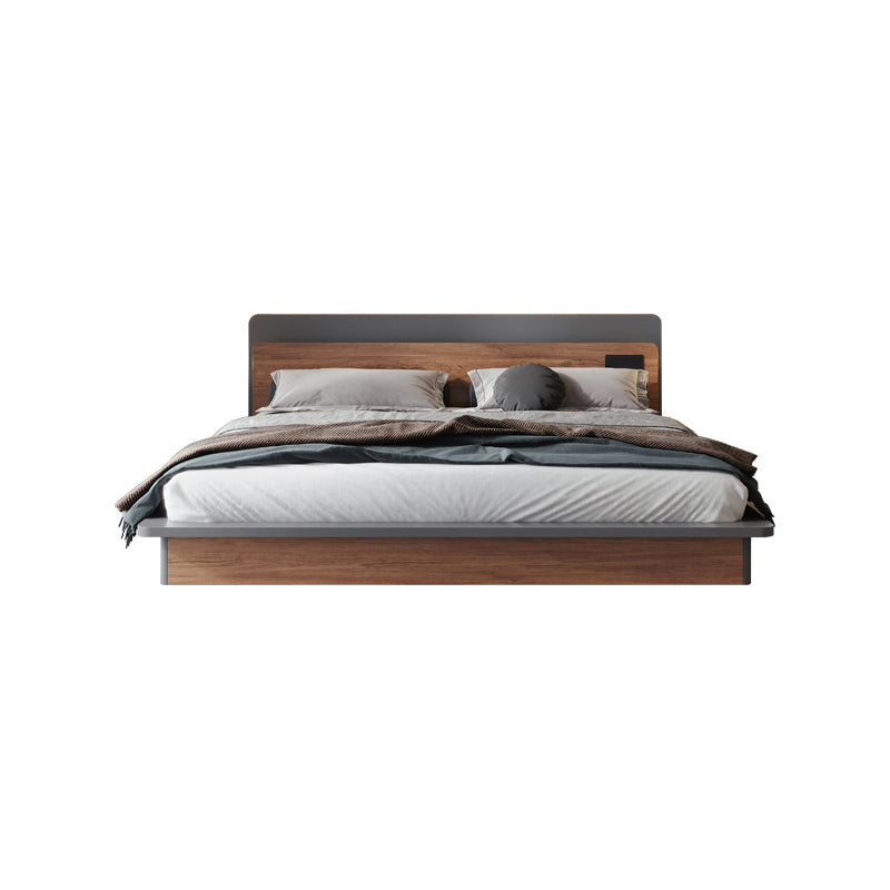 Contemporary Standard Bed Wood Lift Up Storage Panel Bed with Headboard