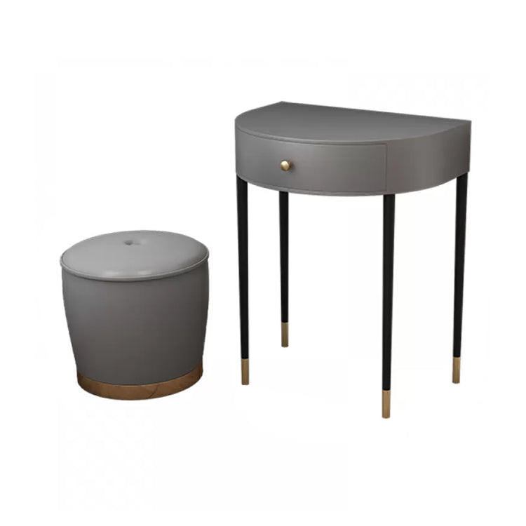 Modern Semicircle Slate Top Table Makeup Vanity with Drawers