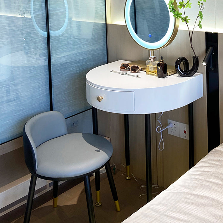 Modern Semicircle Slate Top Table Makeup Vanity with Drawers