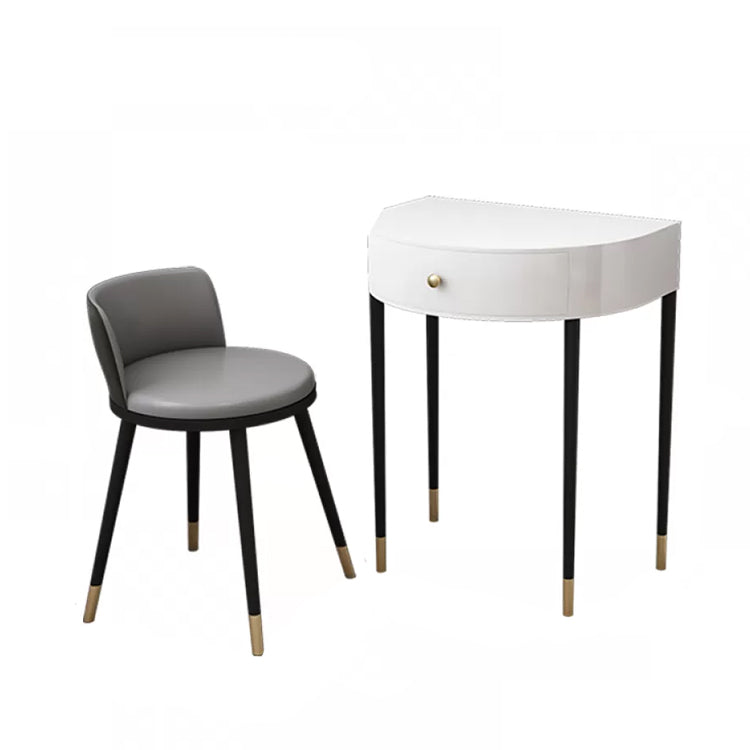 Modern Semicircle Slate Top Table Makeup Vanity with Drawers
