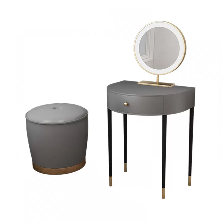Modern Semicircle Slate Top Table Makeup Vanity with Drawers