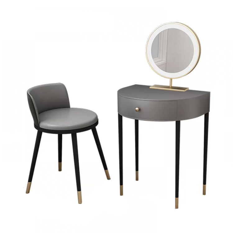 Modern Semicircle Slate Top Table Makeup Vanity with Drawers