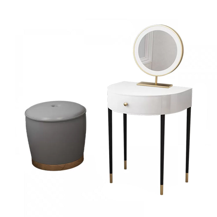 Modern Semicircle Slate Top Table Makeup Vanity with Drawers