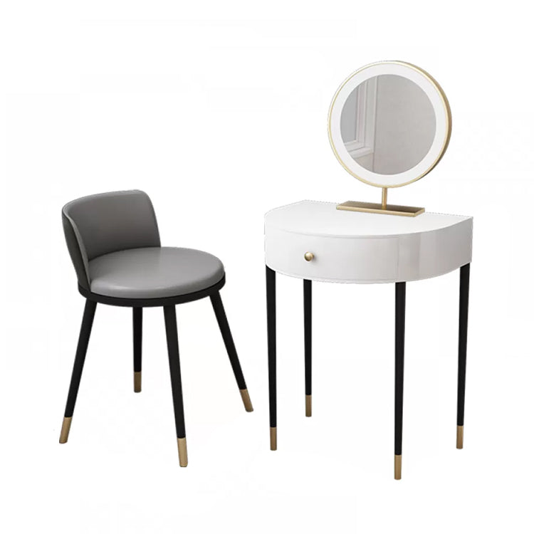 Modern Semicircle Slate Top Table Makeup Vanity with Drawers