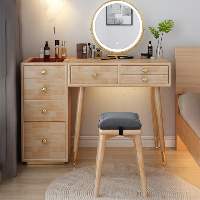 Scandinavian Dressing Table with Drawers Solid Wood Makeup Counter