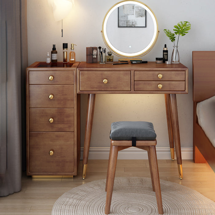 Scandinavian Dressing Table with Drawers Solid Wood Makeup Counter