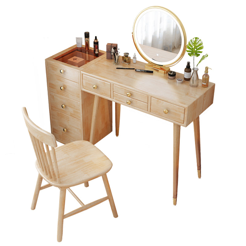 Scandinavian Dressing Table with Drawers Solid Wood Makeup Counter