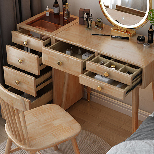 Scandinavian Dressing Table with Drawers Solid Wood Makeup Counter