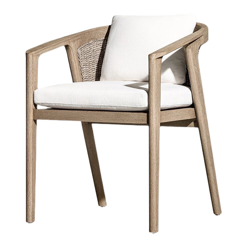 Contemporary Solid Wood Dining Armchair with Arm Outdoor Chair