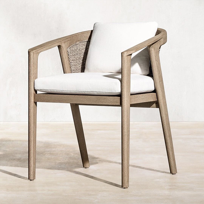 Contemporary Solid Wood Dining Armchair with Arm Outdoor Chair