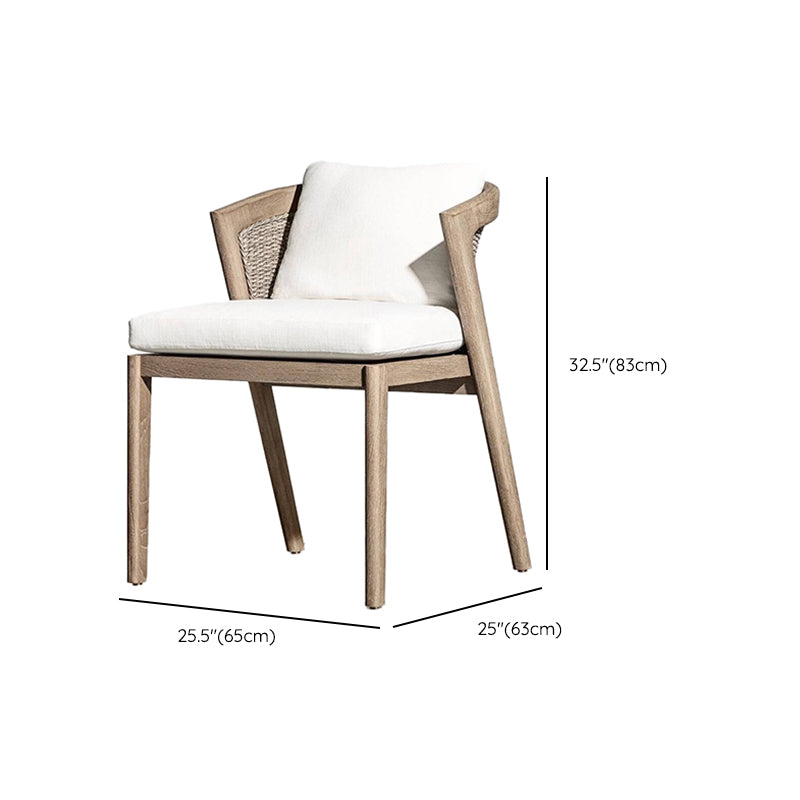 Contemporary Solid Wood Dining Armchair with Arm Outdoor Chair