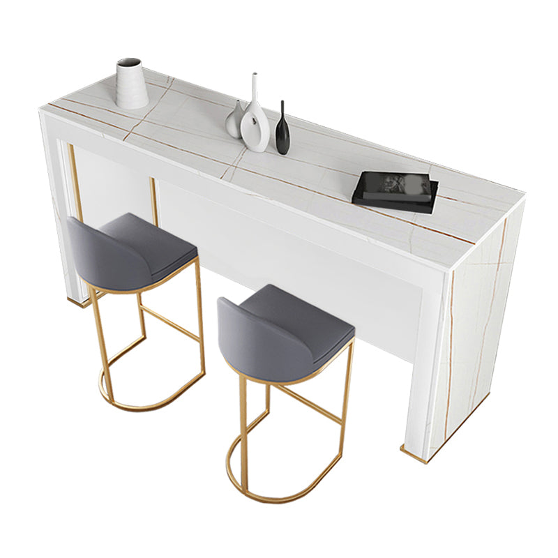Modern Stone Top Bar Table Set 1/3 Pcs Rectangle Bar Table with Upholstered Stools