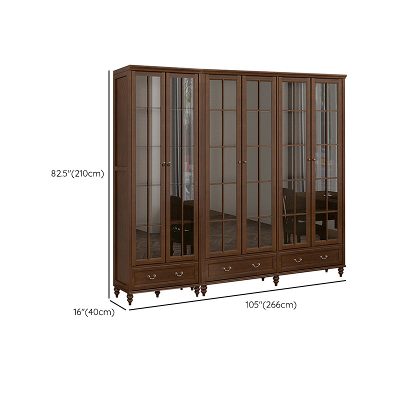 Mid-Century Modern Pine Storage Cabinet Solid Wood Brown Storage Cabinet with Drawer