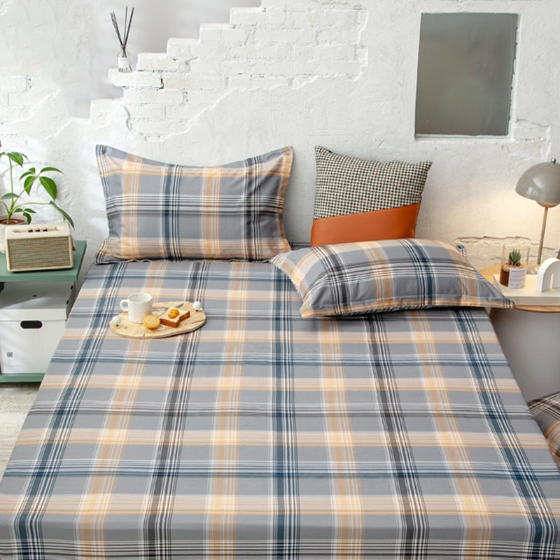 Vintage Cotton Fitted Sheet Cartoon Pattern Non-Pilling Breathable Fitted Sheet