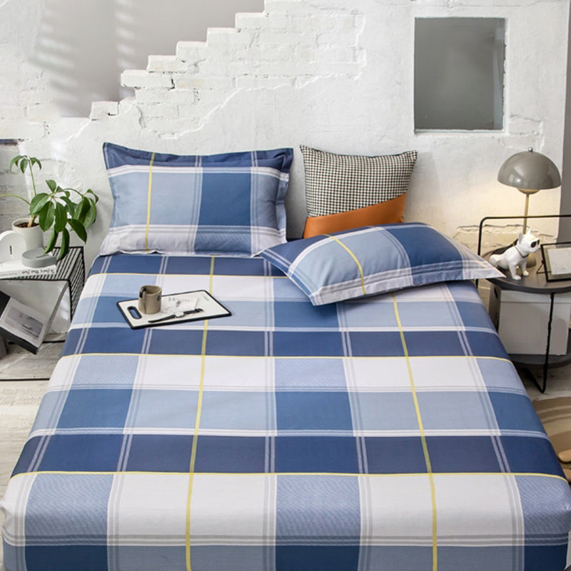 Vintage Cotton Fitted Sheet Cartoon Pattern Non-Pilling Breathable Fitted Sheet