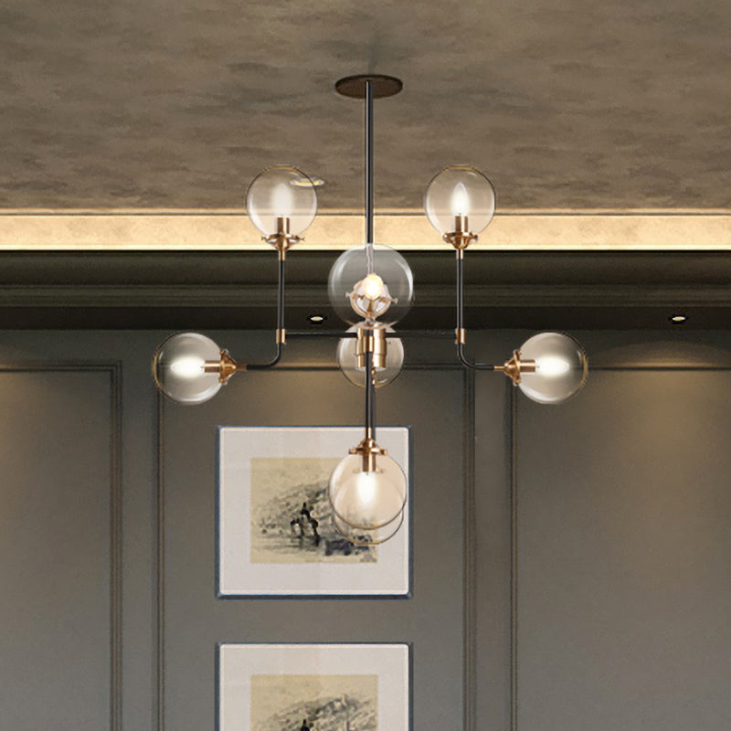Post moderno a soffitto globale lampadario vetro trasparente 8/12 luci soggiorno lampada appesa in nero