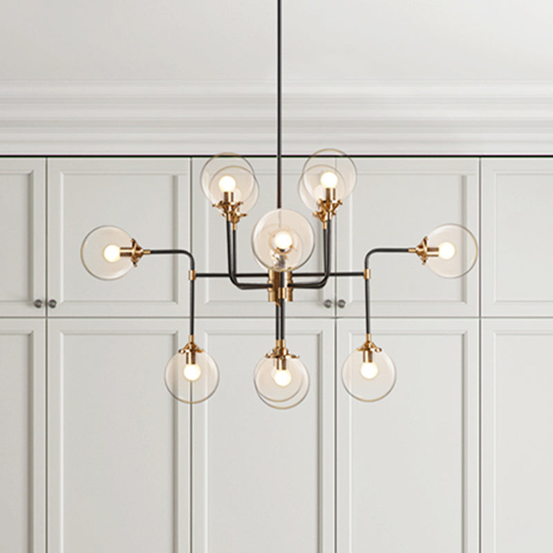 Post moderno a soffitto globale lampadario vetro trasparente 8/12 luci soggiorno lampada appesa in nero