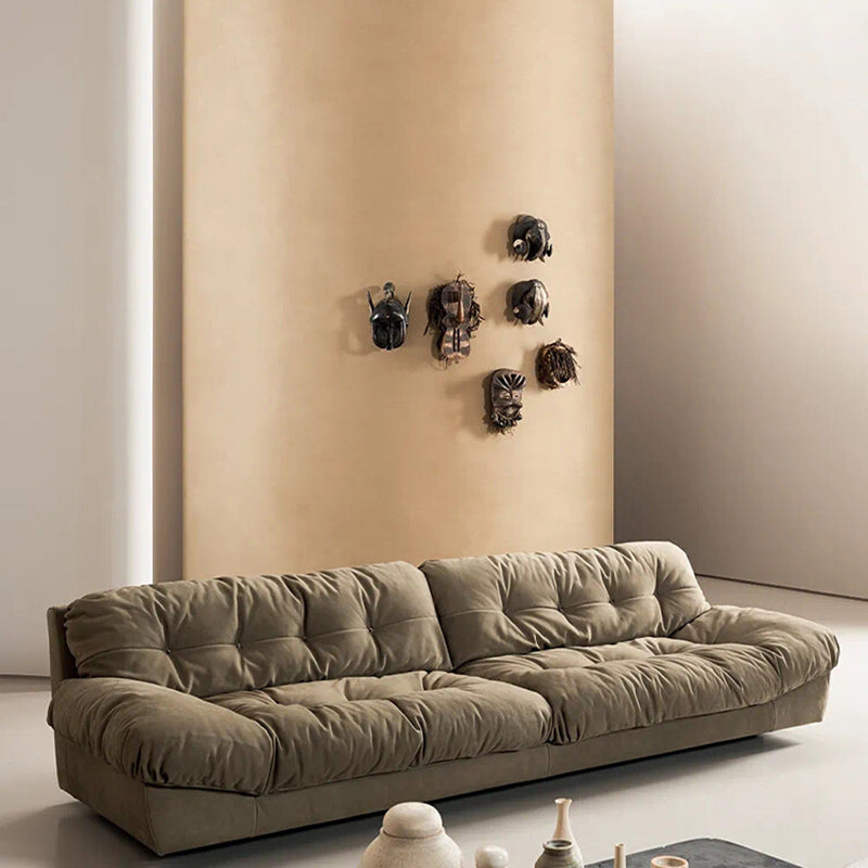 Tufted Down Fill Cushions Sofa Faux Leather Armless Settee in Dark Brown