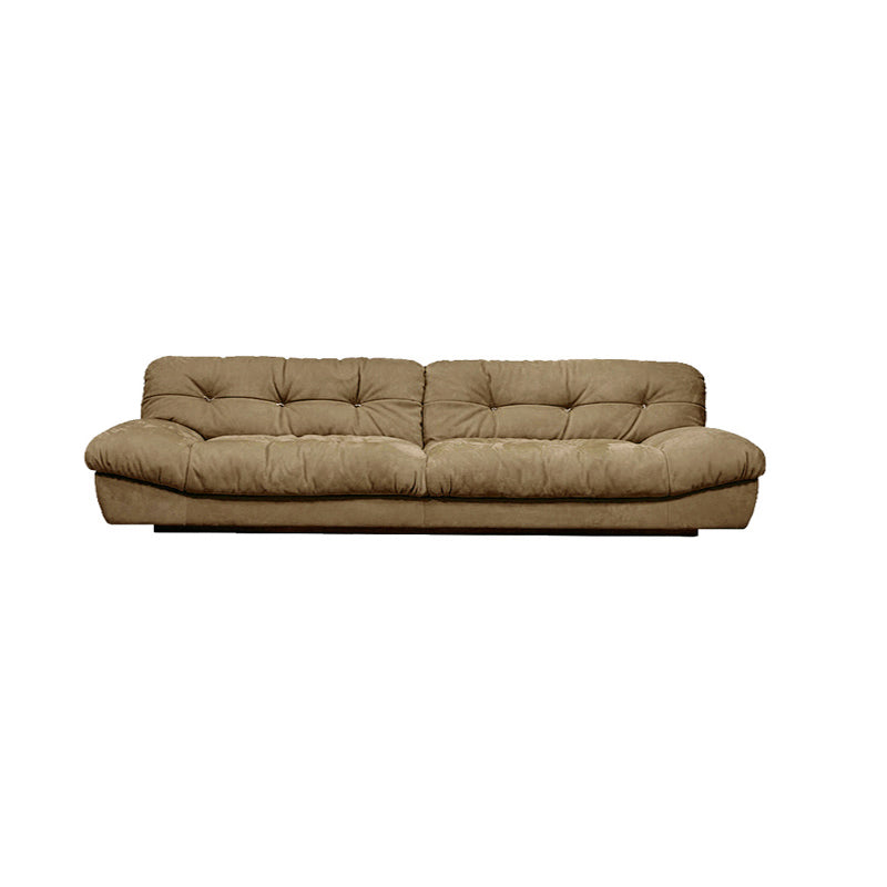 Tufted Down Fill Cushions Sofa Faux Leather Armless Settee in Dark Brown