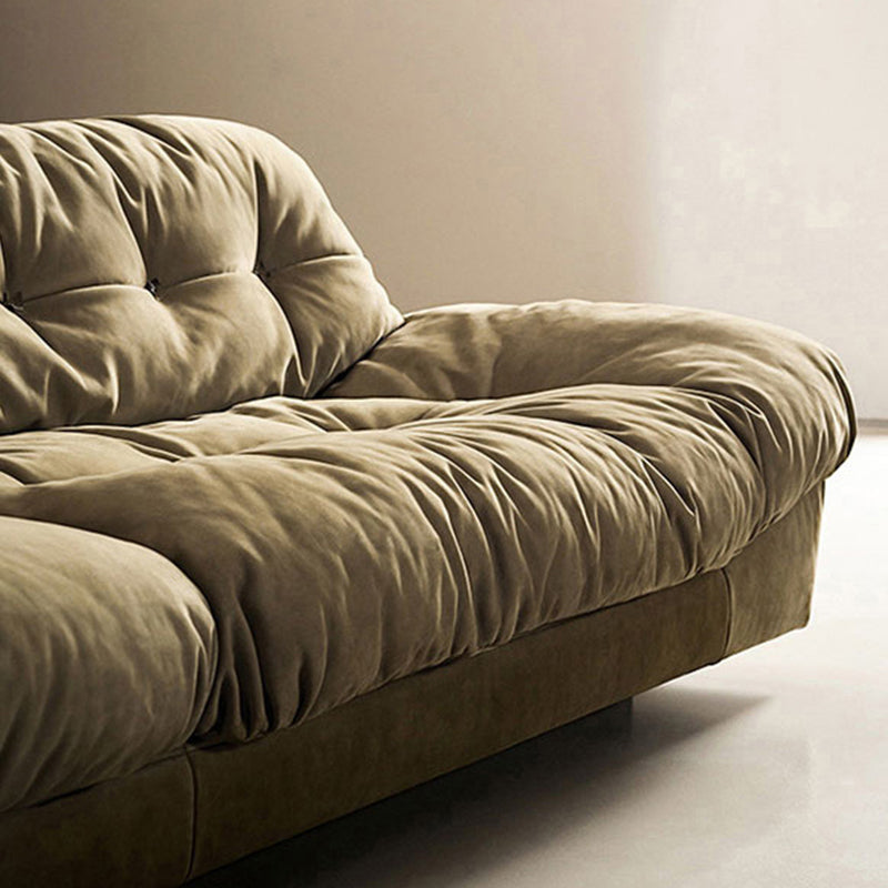 Tufted Down Fill Cushions Sofa Faux Leather Armless Settee in Dark Brown