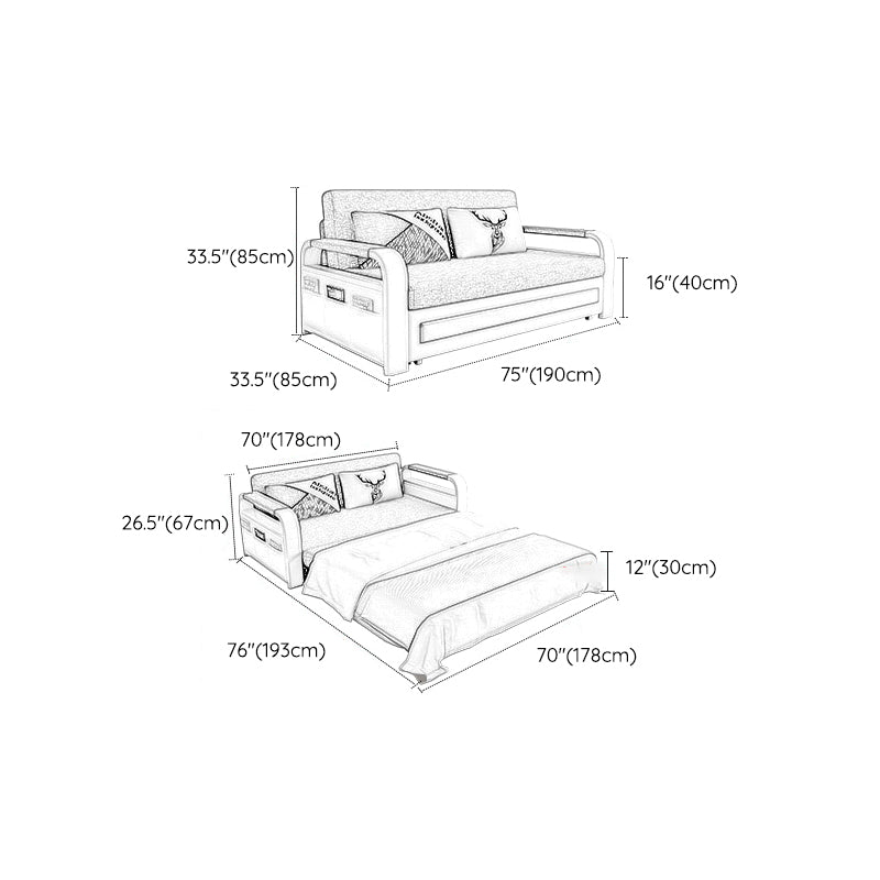 Glam Upholstered Futon and Mattress Pillow Back Futon Sleeper Sofa