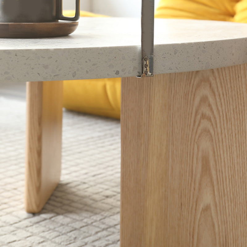 Round Stone Coffee Table Contemporary 3 Legs Coffee Cocktail Table