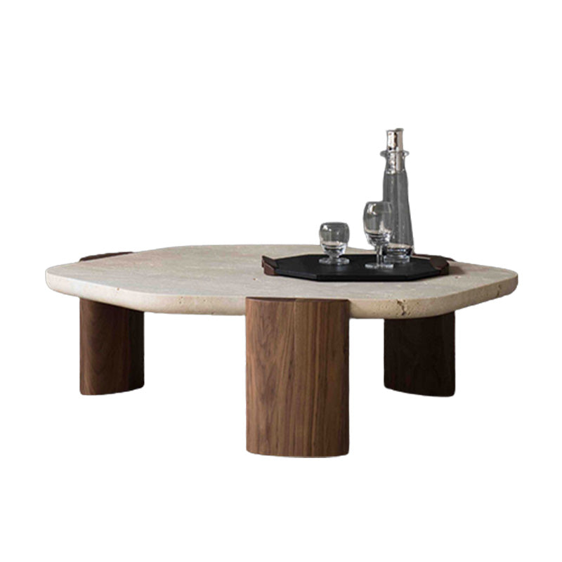 Contemporary Hexagon Coffee Table 3 Legs Stone Coffee Cocktail Table