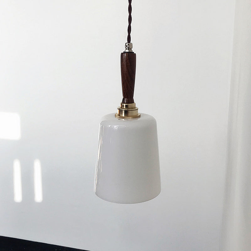 Bell hangende lichtkit vintage melk wit glas 1 bol bruin plafond suspensie lamp