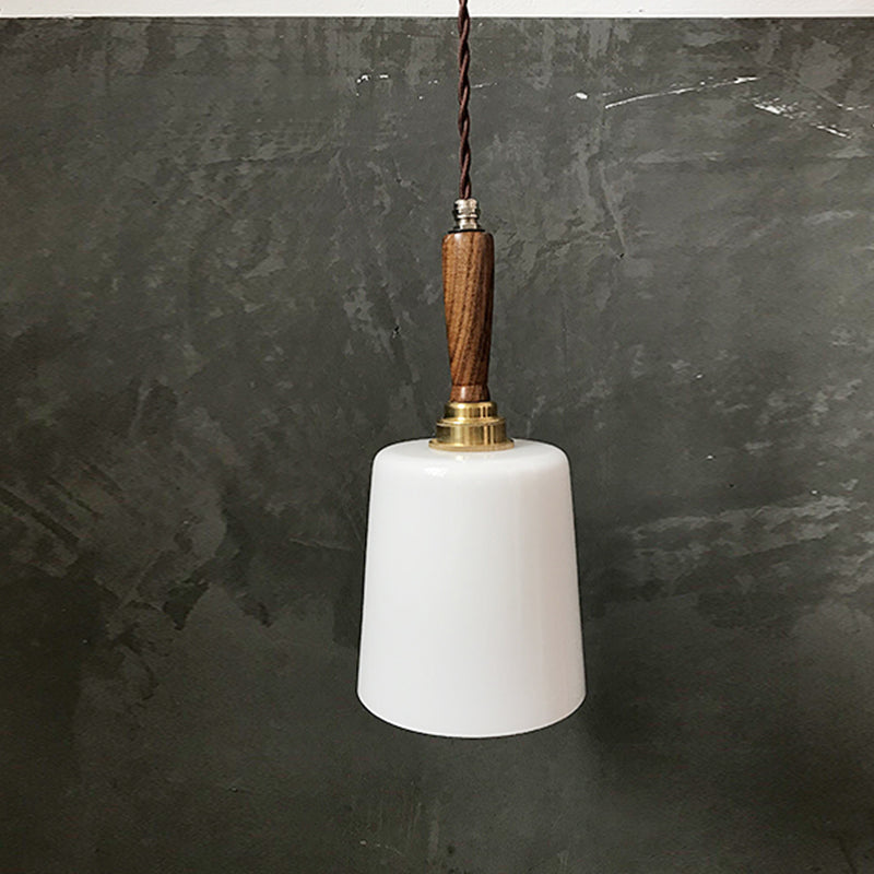 Bell Hanging Light Kit Vintage Milk White Glass 1 Bulb Brown Ceiling Suspension Lamp