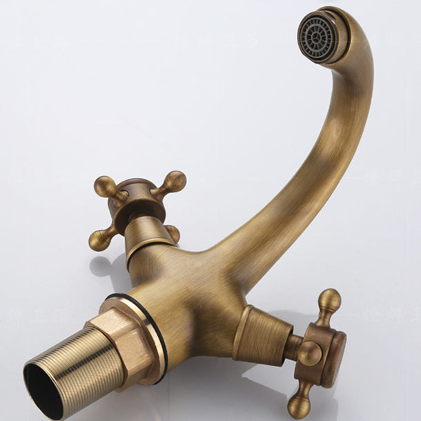 Knob Handle Wide Spread Bathroom Faucet Industrial Lavatory Faucet