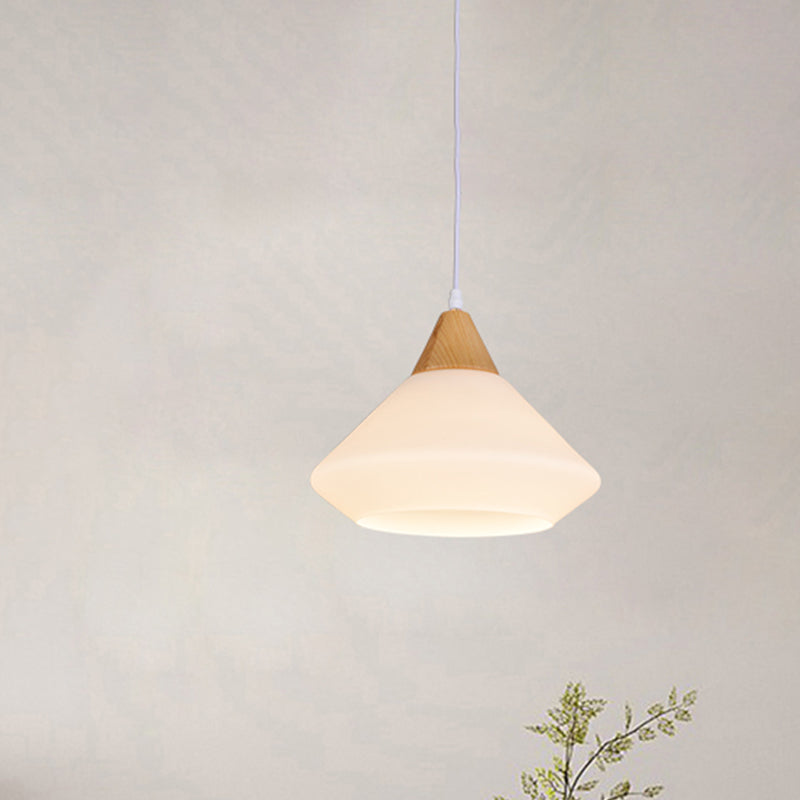 1 salle à manger légère Diamond plafonnier Pendard en bois moderniste avec une teinte en verre blanc diamant